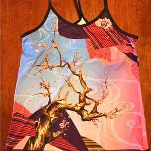 InkNBurn Cherry Blossom Tank Top with built-in Shelf Bra, XL, Like new!